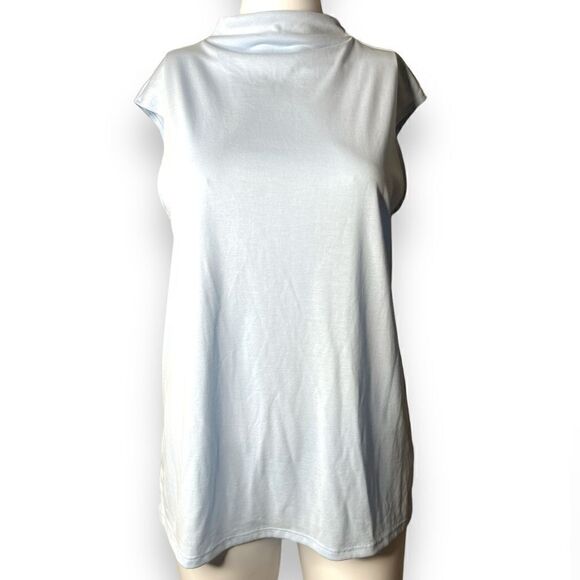 Worthington High Neck Light Weight Sleeveless Blouse Light Blue Size Small - Picture 1 of 3